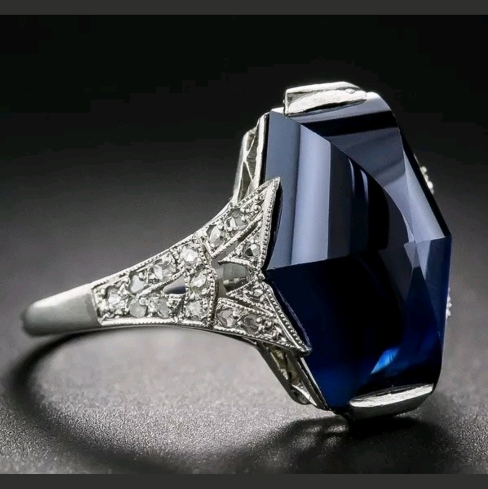 VTG 925 Topaz ART DECO RING - Picture 2 of 8